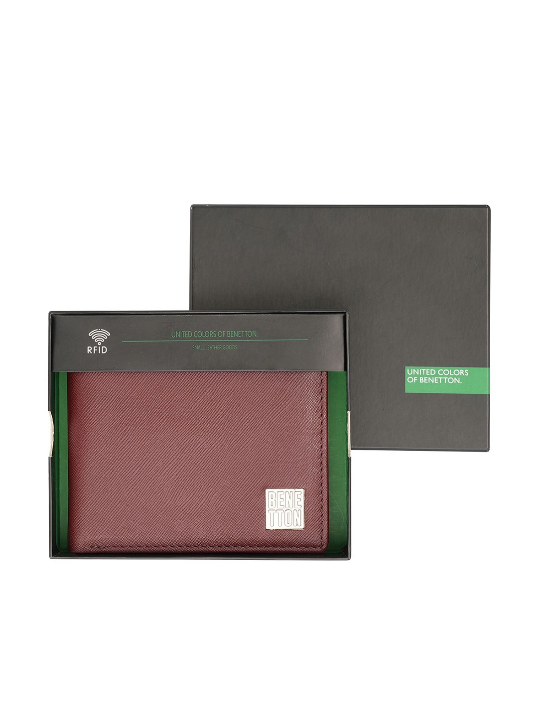 

United Colors of Benetton Men Leather Two Fold Wallet, Maroon