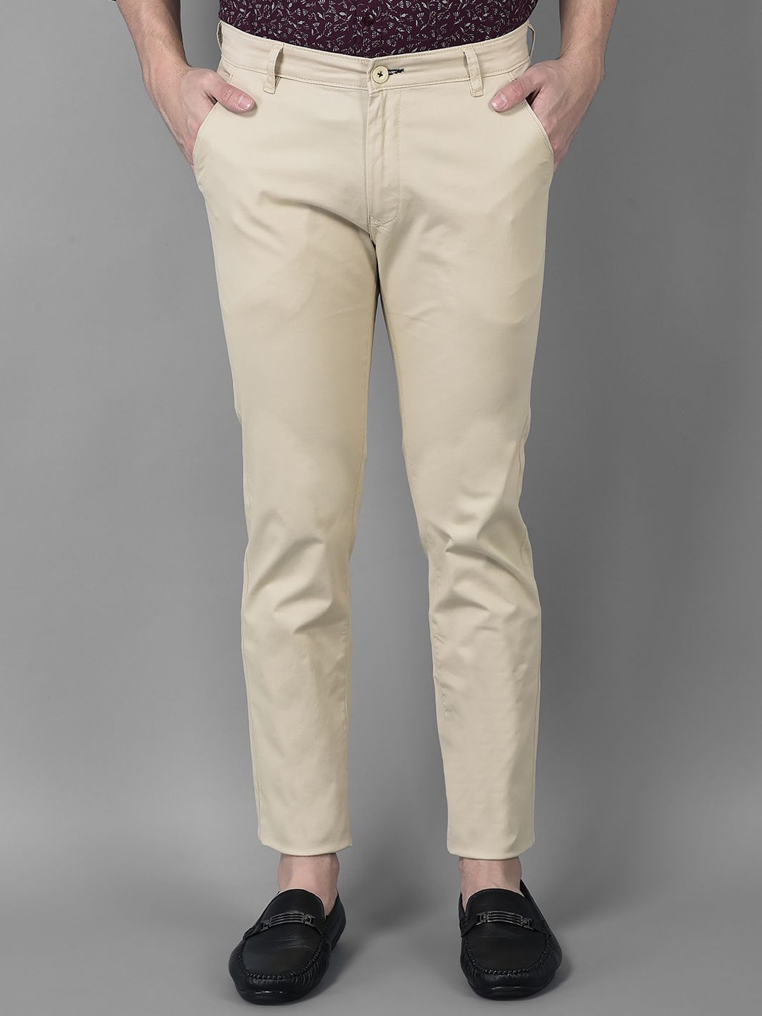 

American Archer Men Smart Slim Fit Wrinkle Free Chinos Trousers, Beige