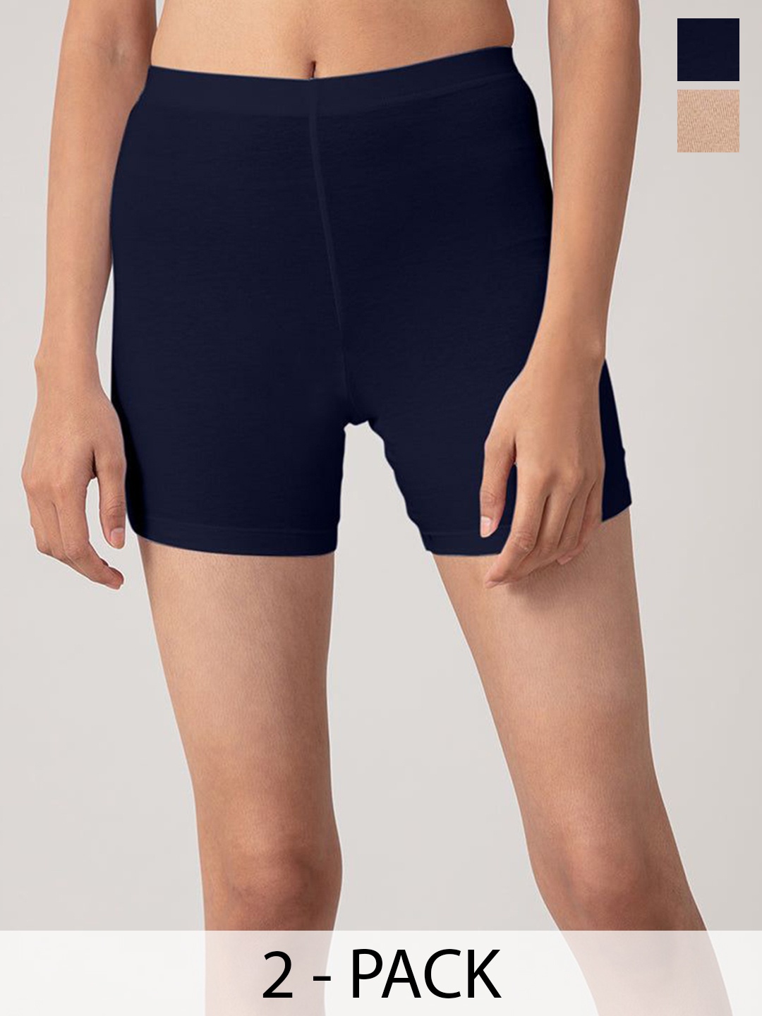 

Nykd Women Pack Of 2 Mid-Rise Shorts, Navy blue