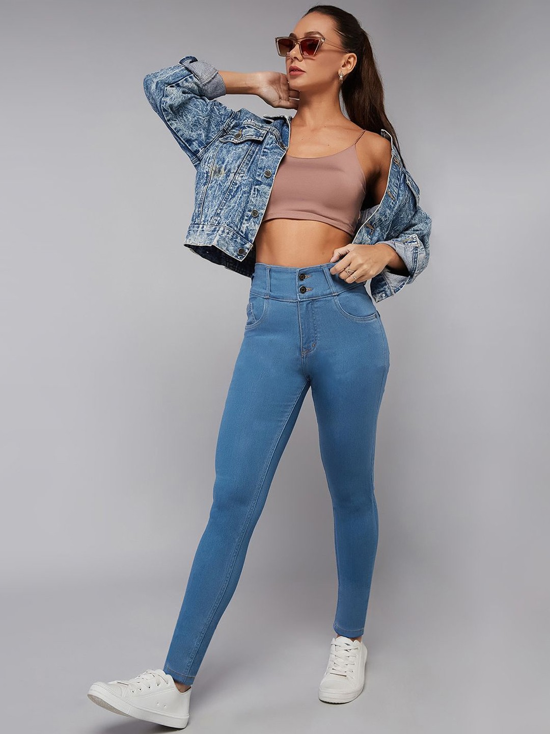 

Miss Chase Women Skinny Fit High-Rise Stretchable Jeans, Blue
