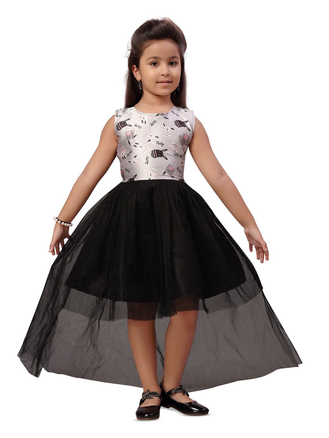 

BAESD Girls Printed Fit & Flare Maxi Dress, Black