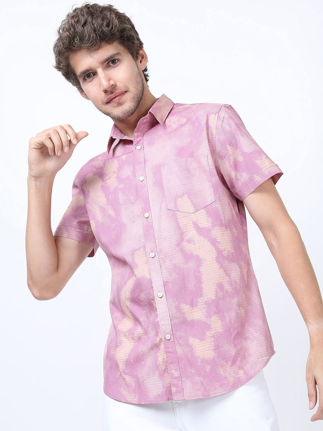 

HIGHLANDER Men Slim Fit Opaque Checked Casual Shirt, Purple
