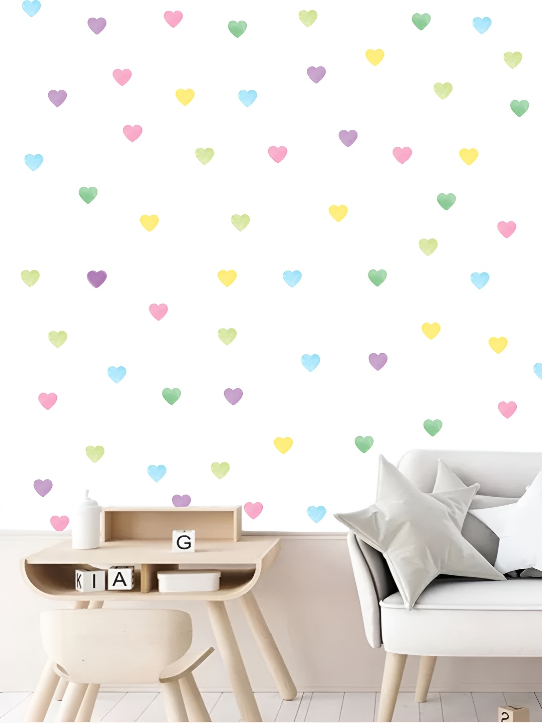 

My Kids Wall Pink & Brown 60 Pieces Heart UV Printed Wall Sticker