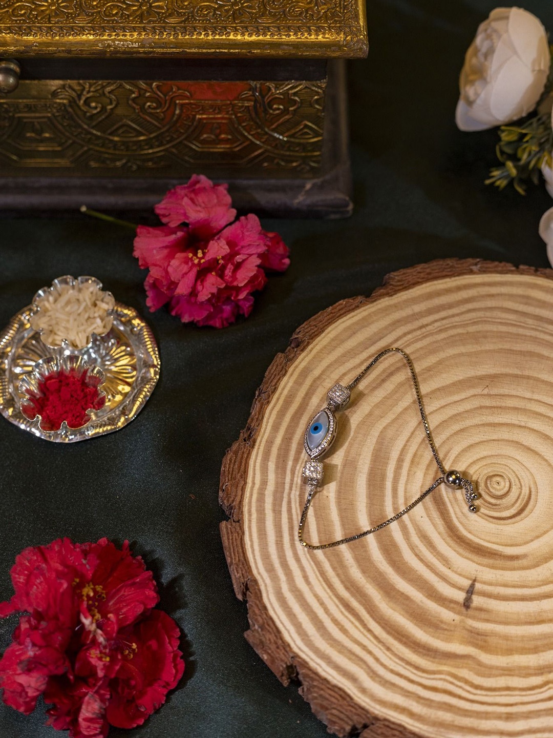 

Sangria 925 Silver Evil Eye Square Rakhi