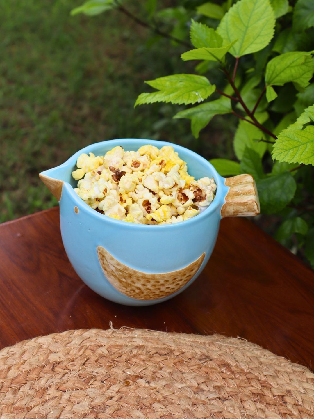 

WEAVING HOMES Turquoise Blue Printed Microwave Safe Ceramic Serving Bowl