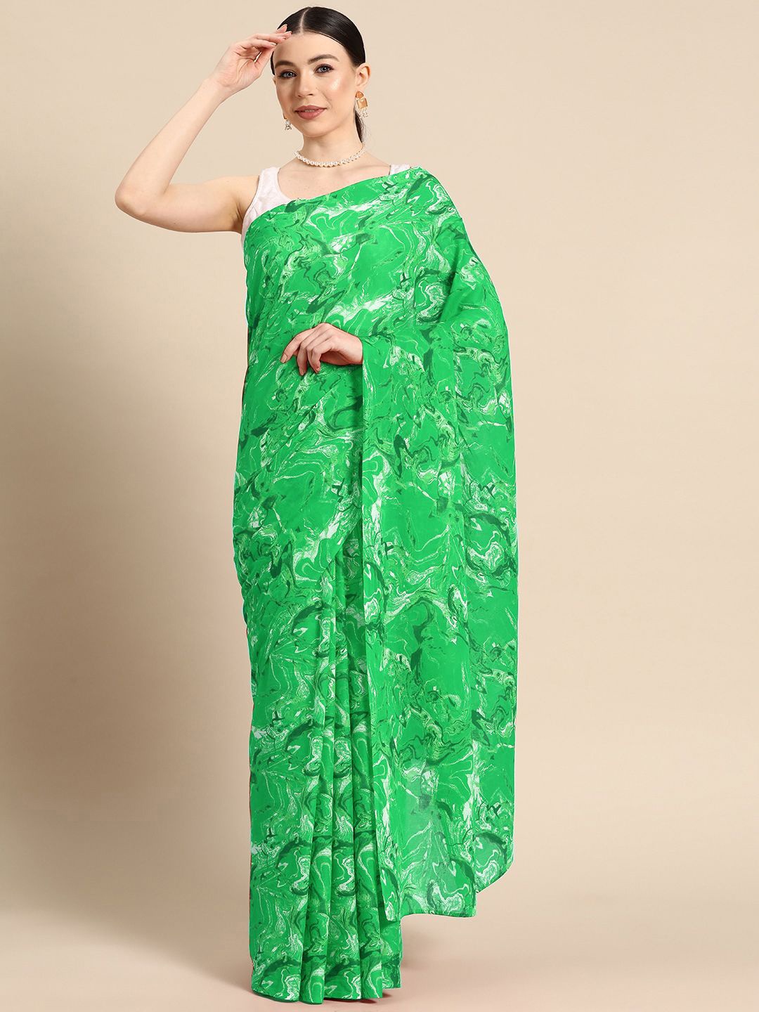 

BUTA BUTI Pure Cotton Saree, Green