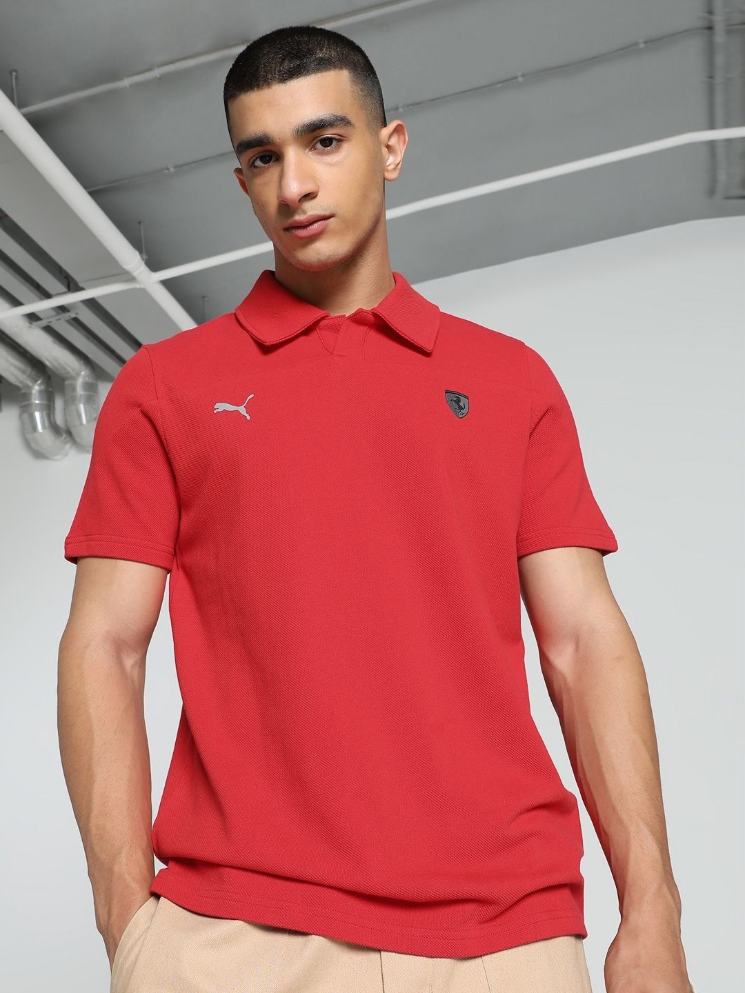 

PUMA Motorsport Men Polo Collar Applique T-shirt, Red