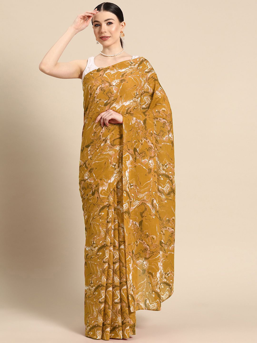 

BUTA BUTI Pure Cotton Saree, Mustard