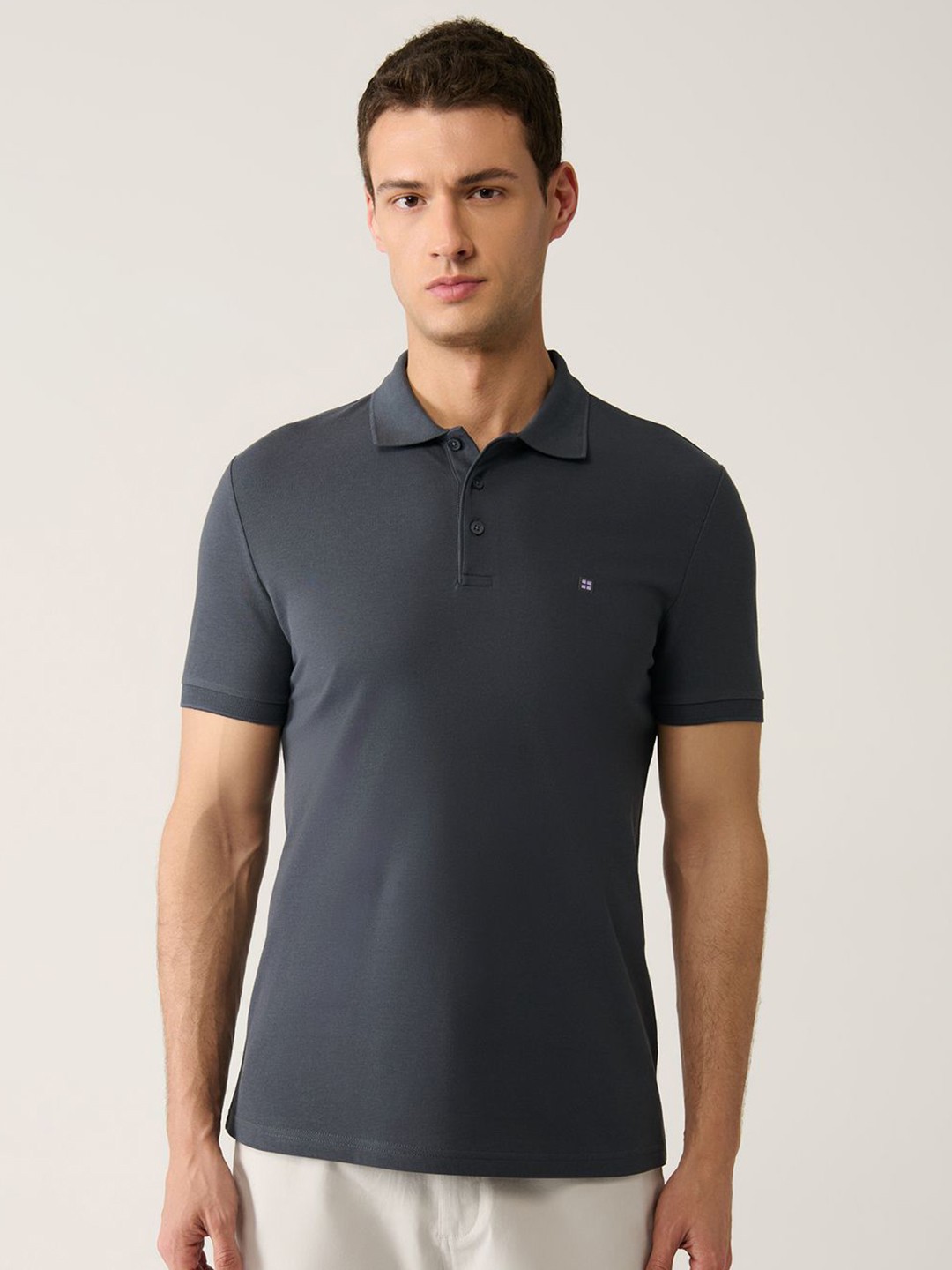 

AVVA Men Striped Henley Neck Pockets T-shirt, Na