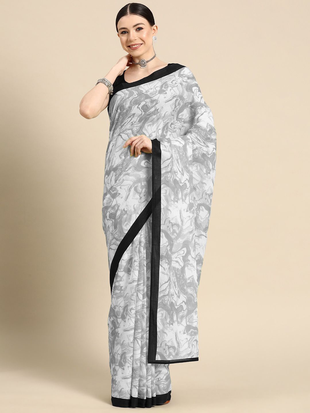 

BUTA BUTI Pure Cotton Saree, Grey