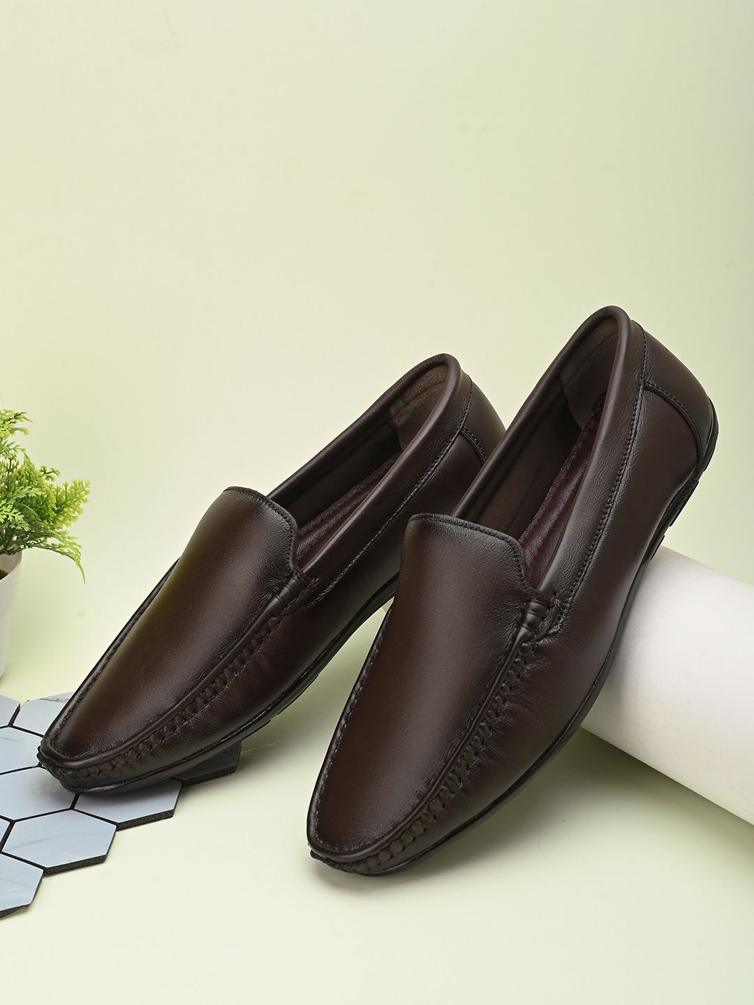 

IMCOLUS Men Leather Lightweight Horsebit Loafers, Brown