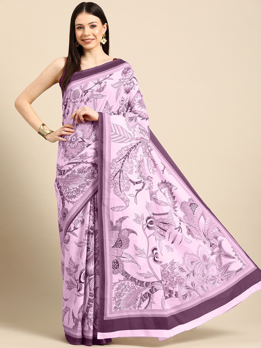 

BUTA BUTI Pure Cotton Saree, Pink