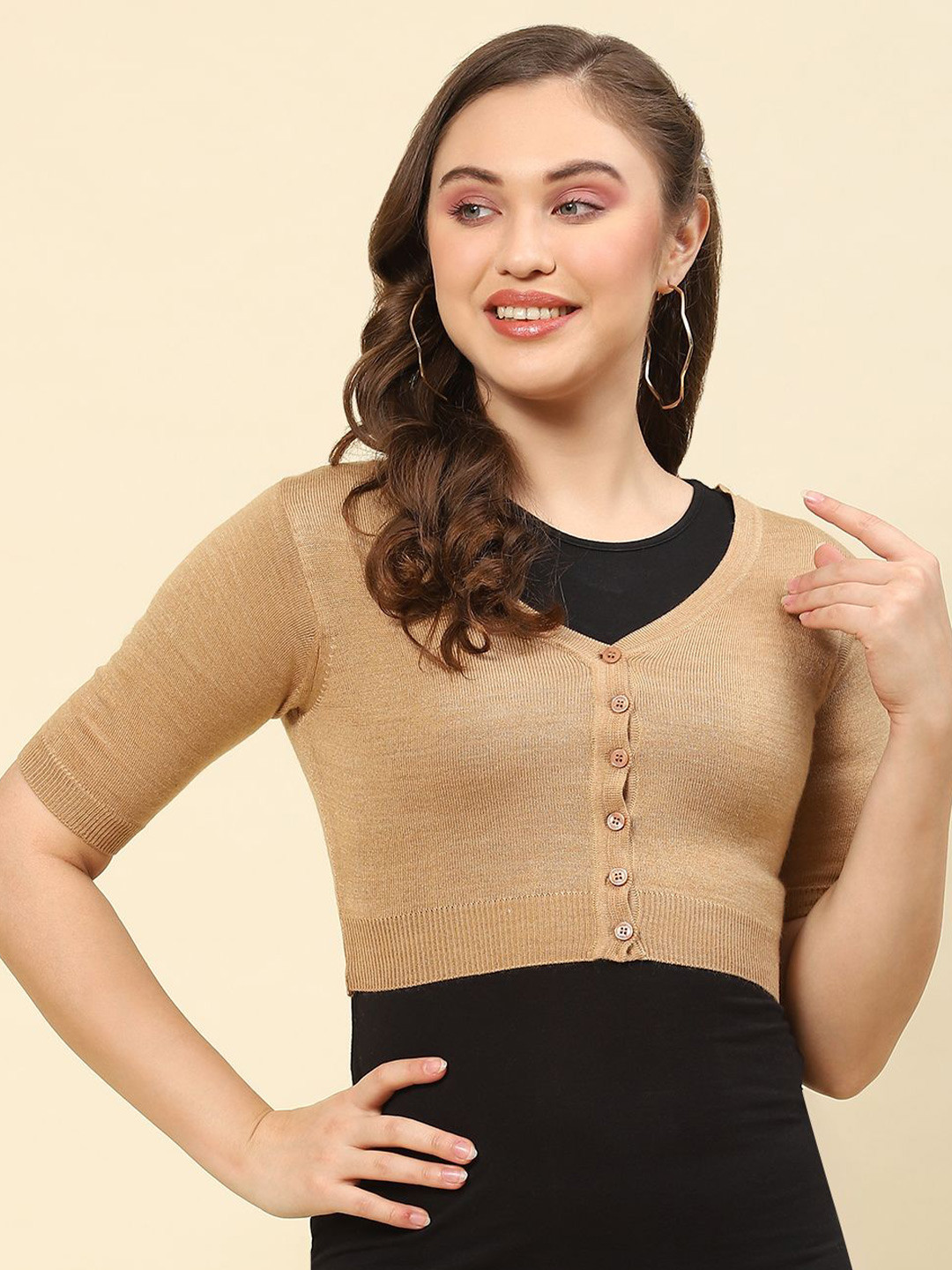 

Monte Carlo Women Woollen Crop Pullover, Brown