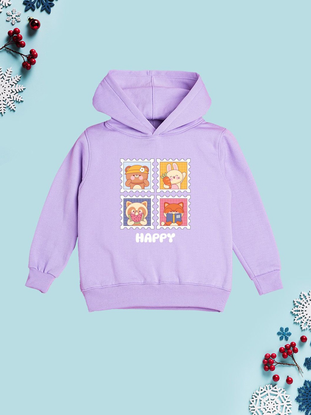 

NUSYL Girls Graphic Printed Hooded Sweatshirt, Lavender