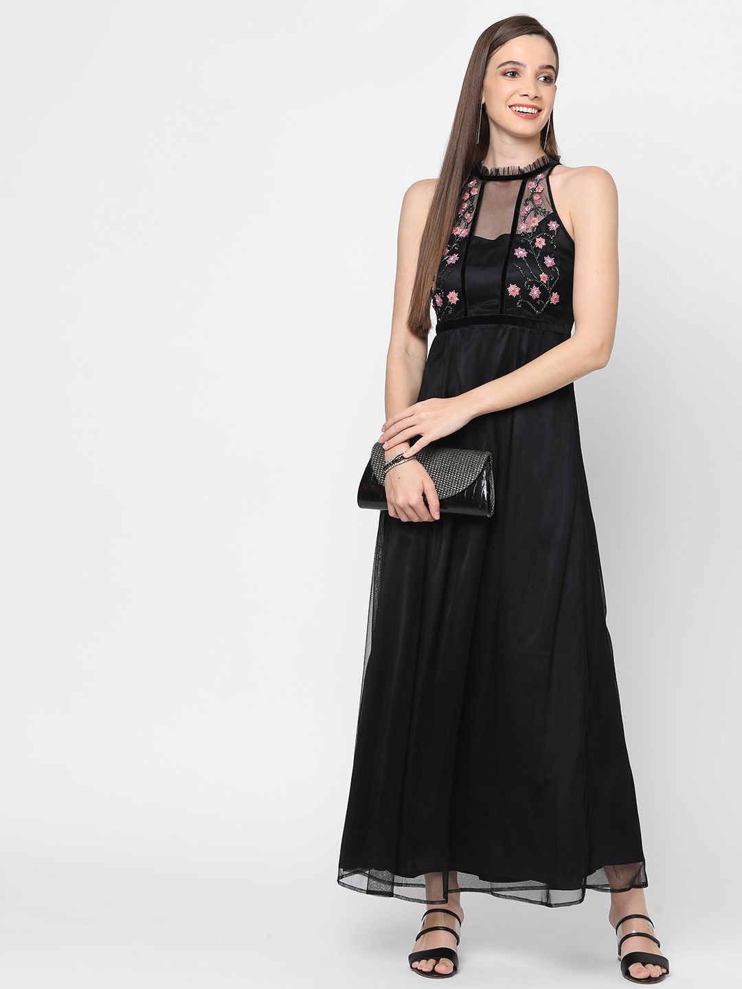 

MISH Net Maxi Dress, Black