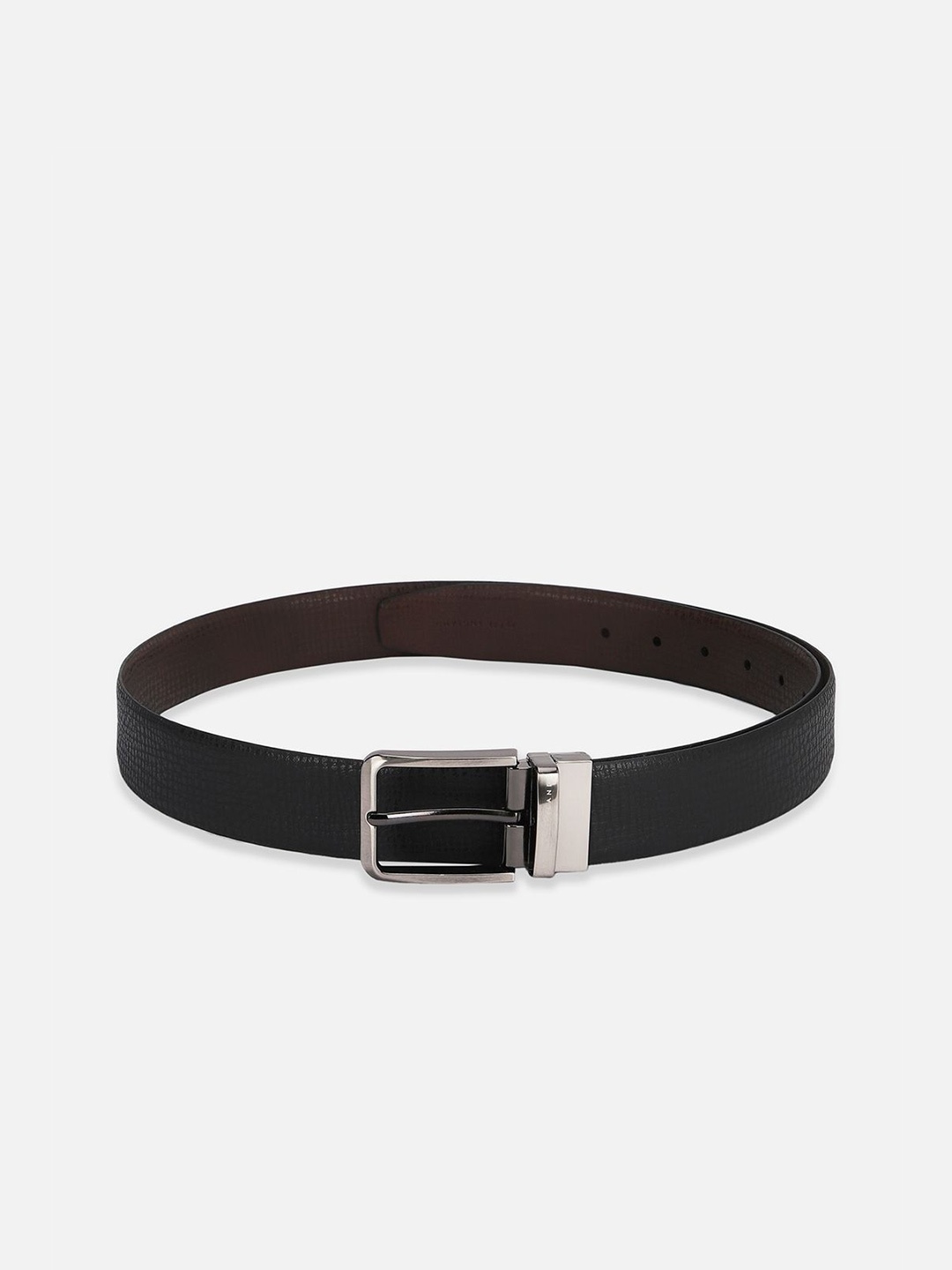 

Peter England Men Tang Closure Textured Reversible Formal Belt, Black