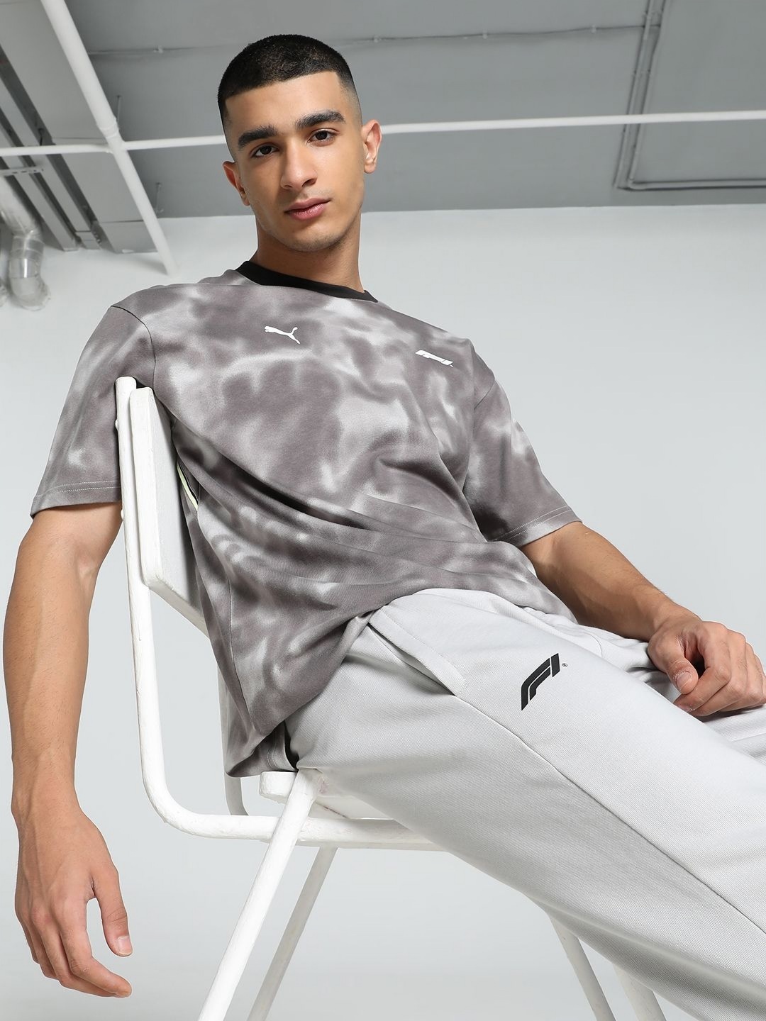 

PUMA Motorsport Men Printed High Neck Pockets T-shirt, Grey