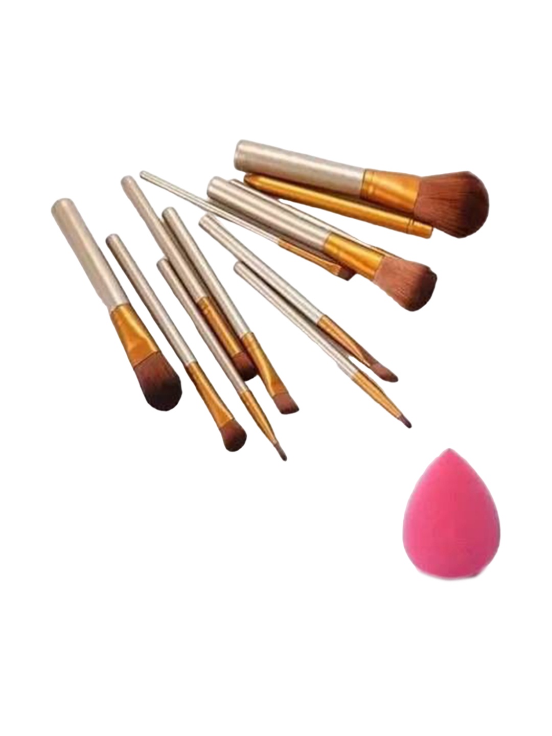 

Yoana Set of 12 Makeup Brushes Kit With Sponge Puff, Gold