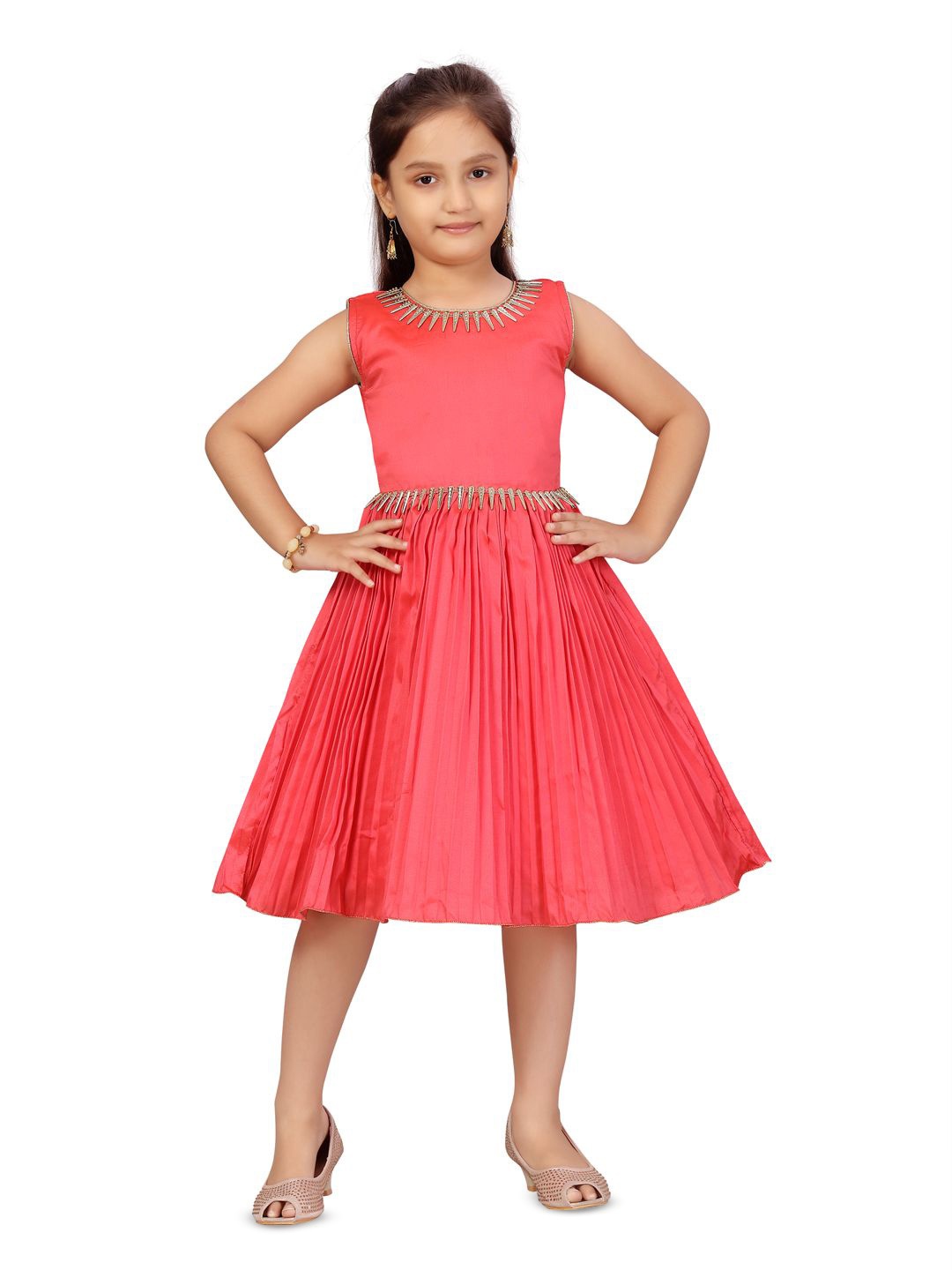 

BAESD Girls Silk Fit & Flare Dress, Red