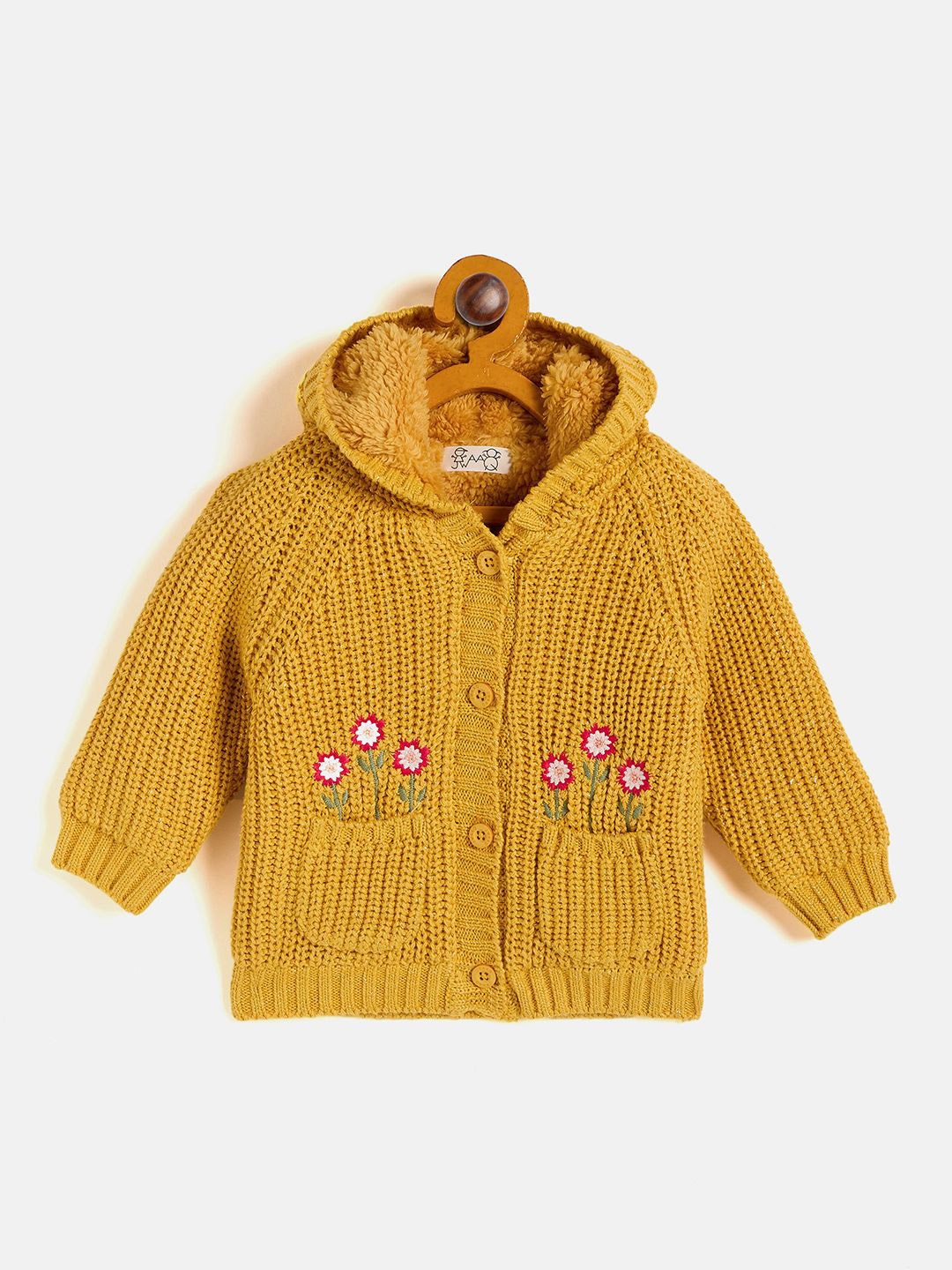 

JWAAQ Girls Floral Cardigan with Embroidered Detail, Yellow