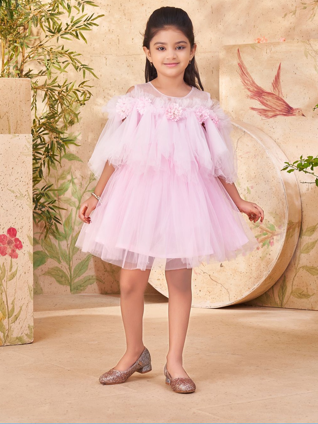 

BAESD Girls Net Fit & Flare Dress, Pink