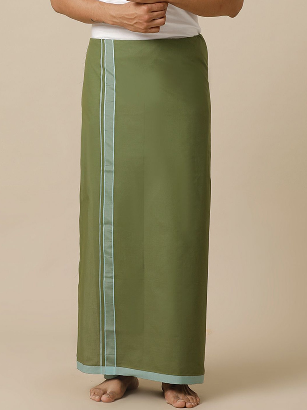 

Ramraj Men Bordered Dhoti, Green