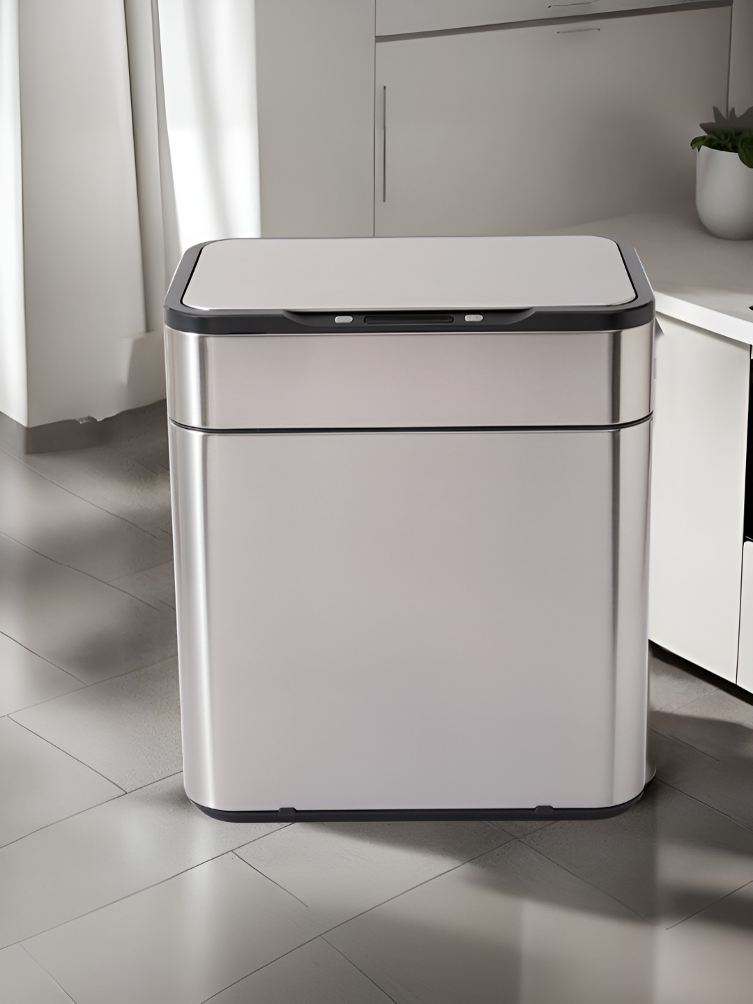

The Better Home Grey Stainless Steel Sensor Dual Compartment Dustbin With Lid - 18 L