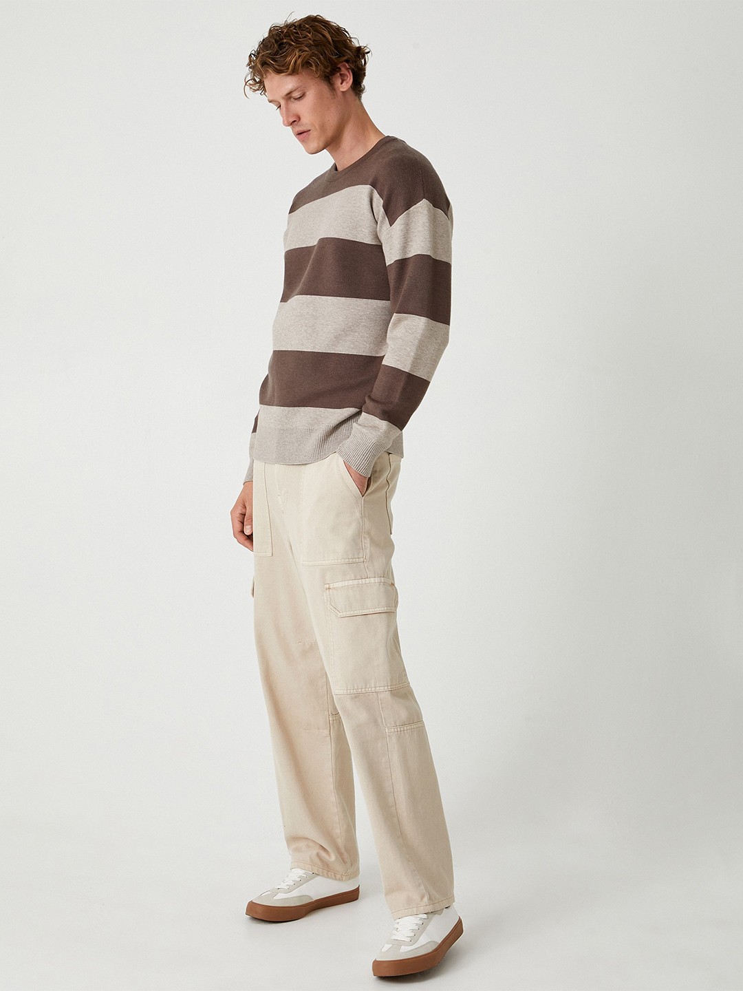 

Koton Men Striped Pullover, Brown
