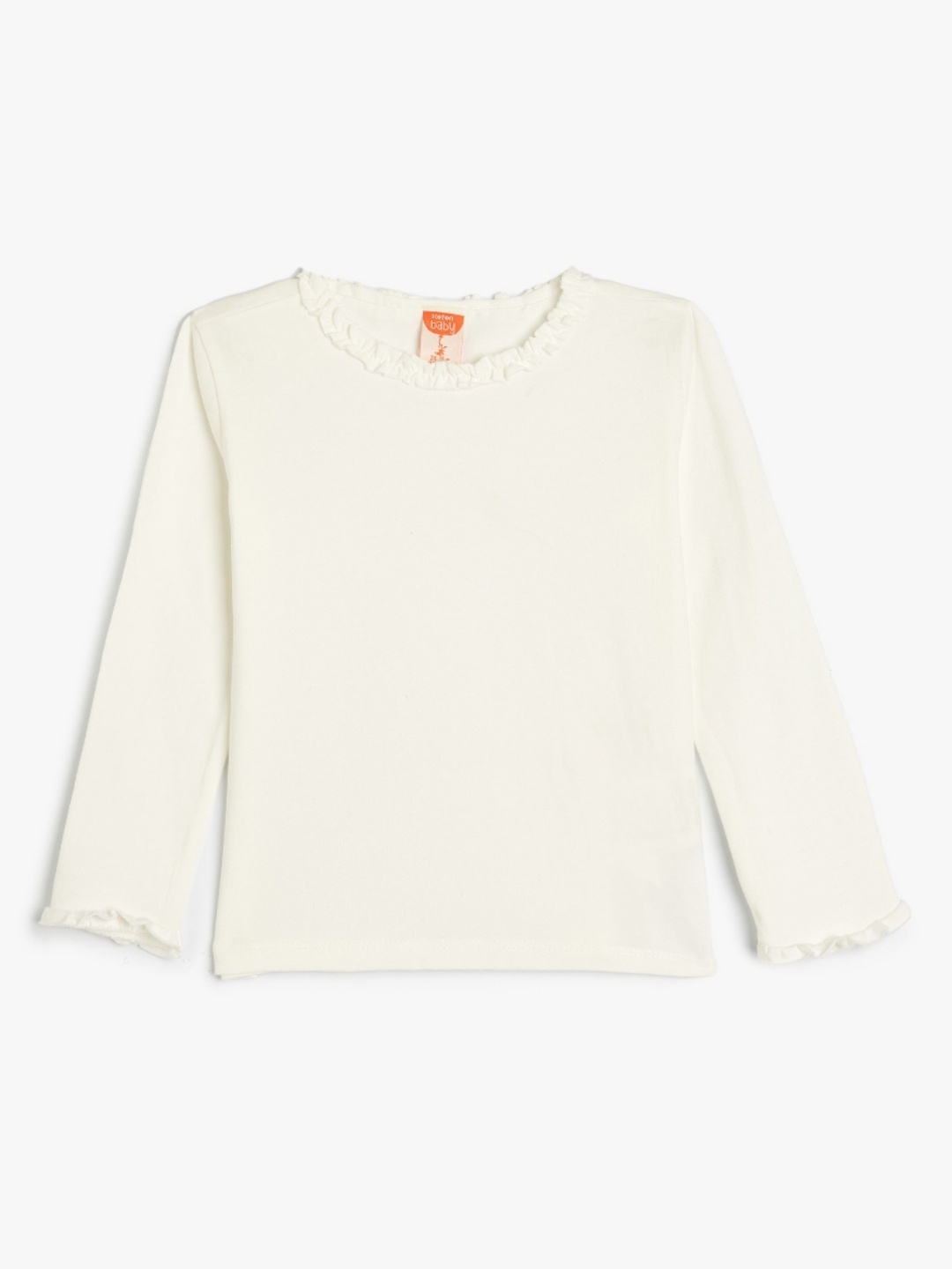 

Koton Girls Solid Round Neck Cotton T-Shirt, Beige