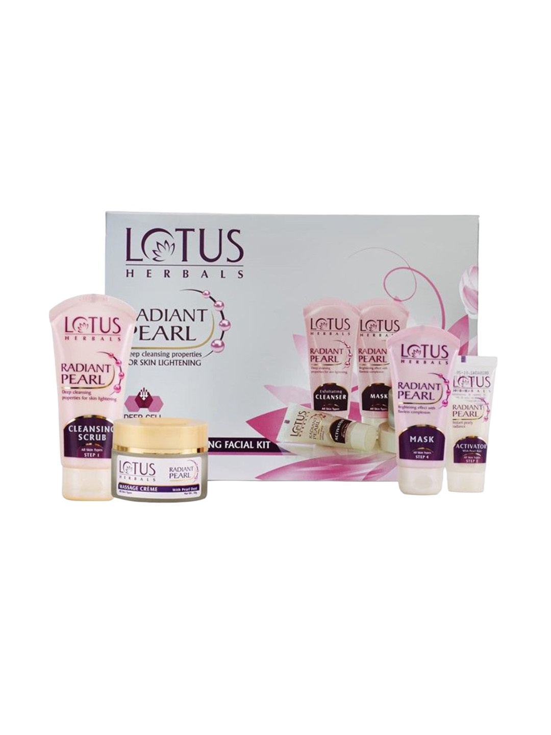 

Lotus Herbals Radiant Pearl Cellular 5 in 1 Facial Kit- 170g, Pink