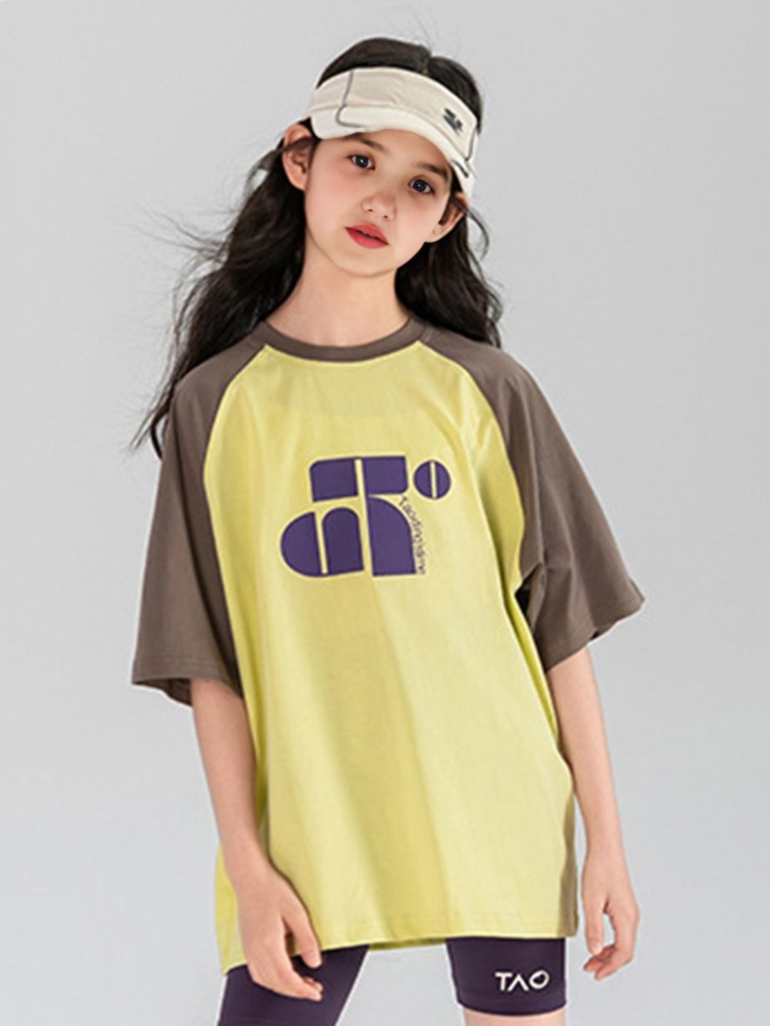 

INCLUD Girls Graphic Printed Round Neck Oversized T-Shirt, Yellow