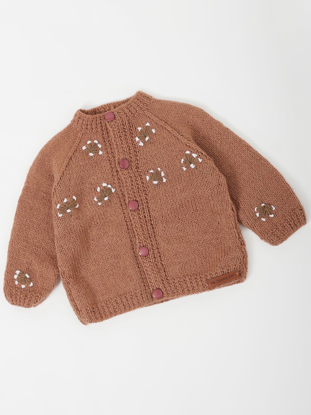 

The Original Knit Unisex Kids Floral Cardigan, Brown