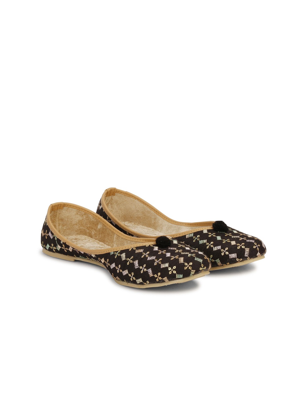 

TRY FEET Women Printed Ballerinas Flats, Black