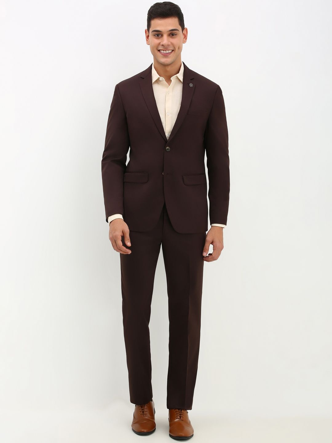 

Allen Solly Slim-Fit Single-Breasted Two-Piece Formal Suit, Brown