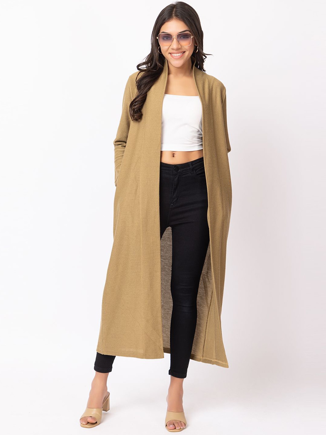 

Anouk Women Colourblocked Thread Work Jacquard Winter Wear Kurta, Beige