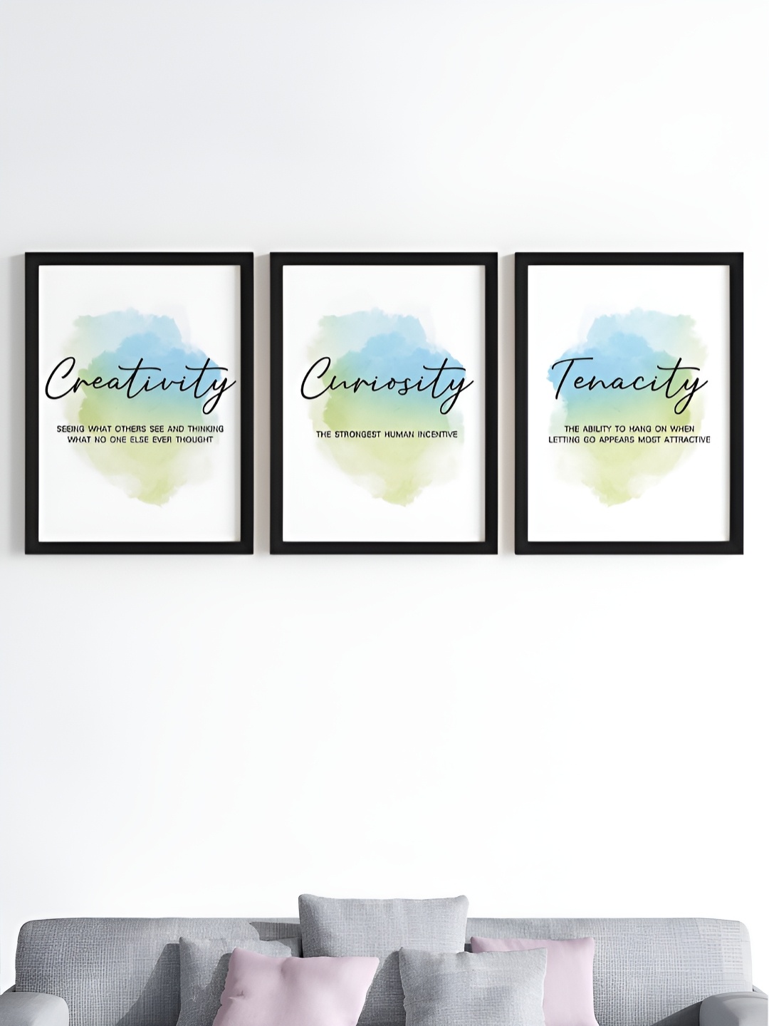 

My Kids Wall Creativity, Tenacity & Curiosity Black & Green 3 Pieces Wooden Wall Art