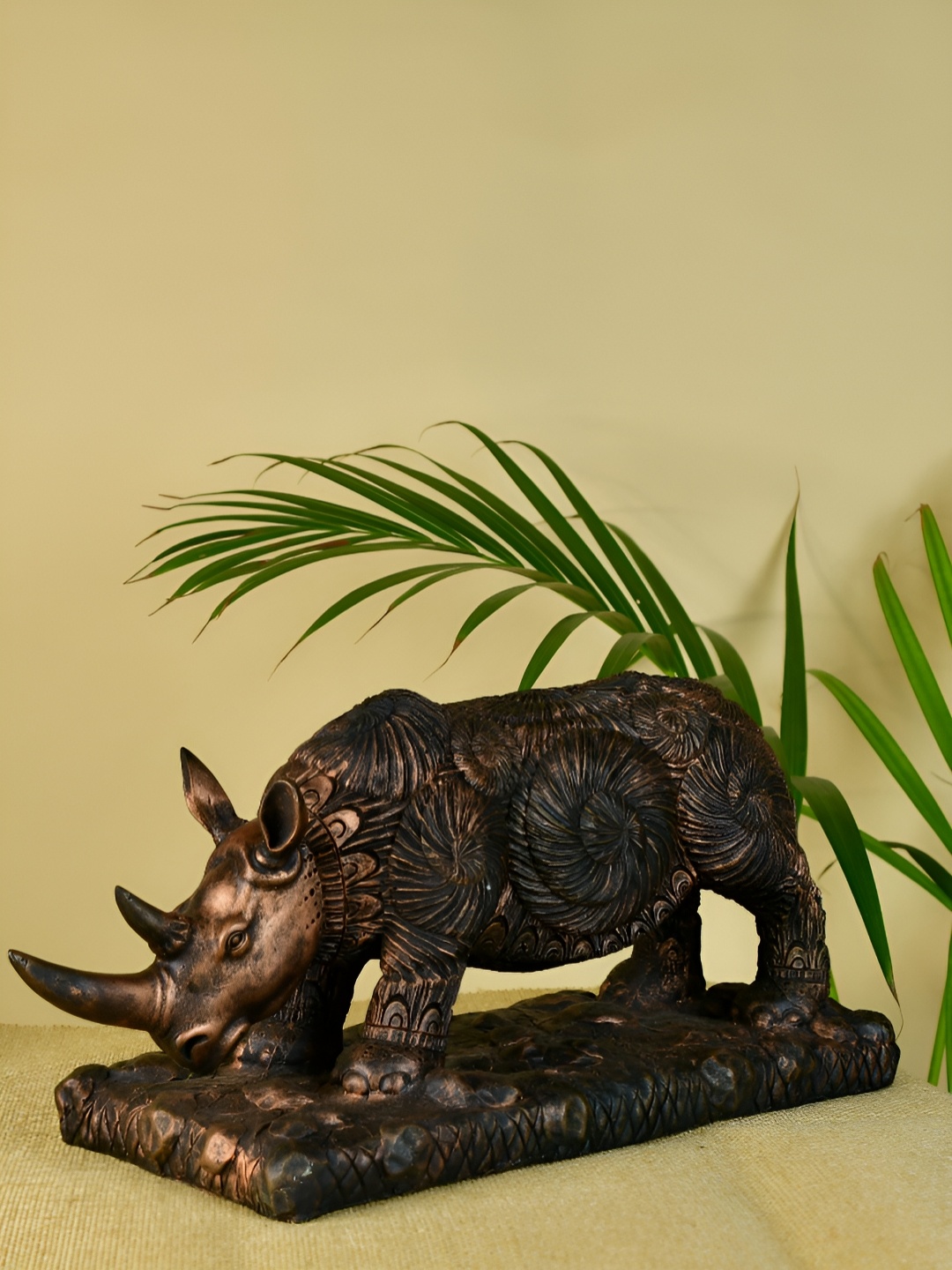 

SOWPEACE Brown Rhino Figurine Showpiece
