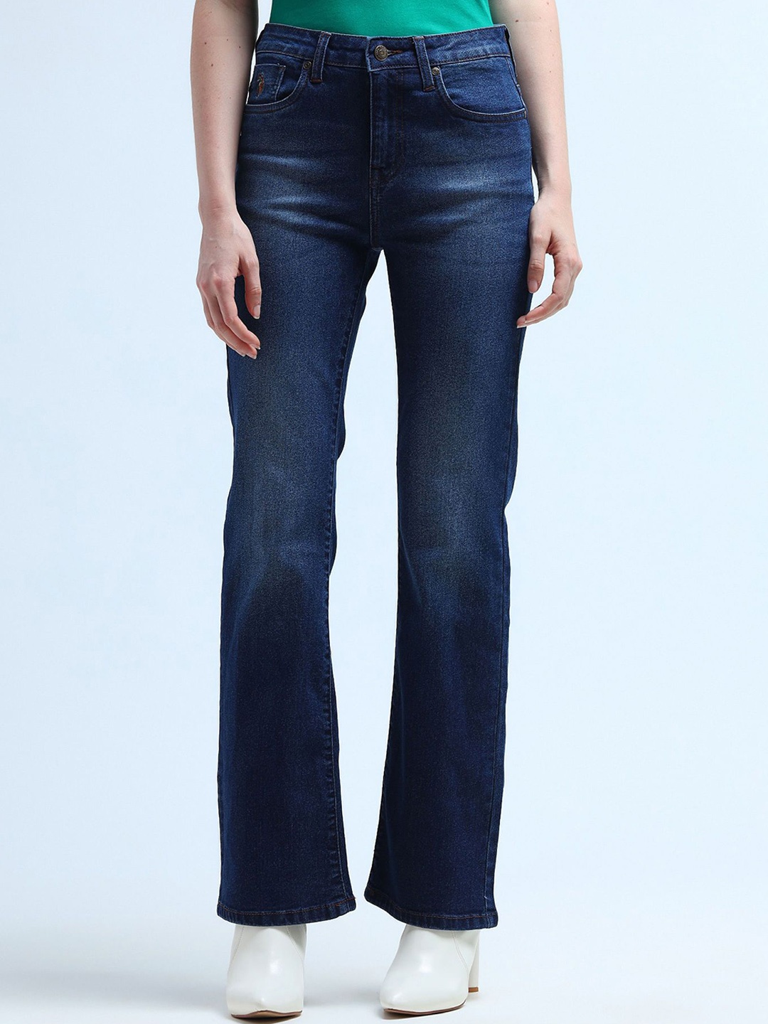 

U.S. Polo Assn. Women Bootcut Mid-Rise Stretchable Jeans, Blue