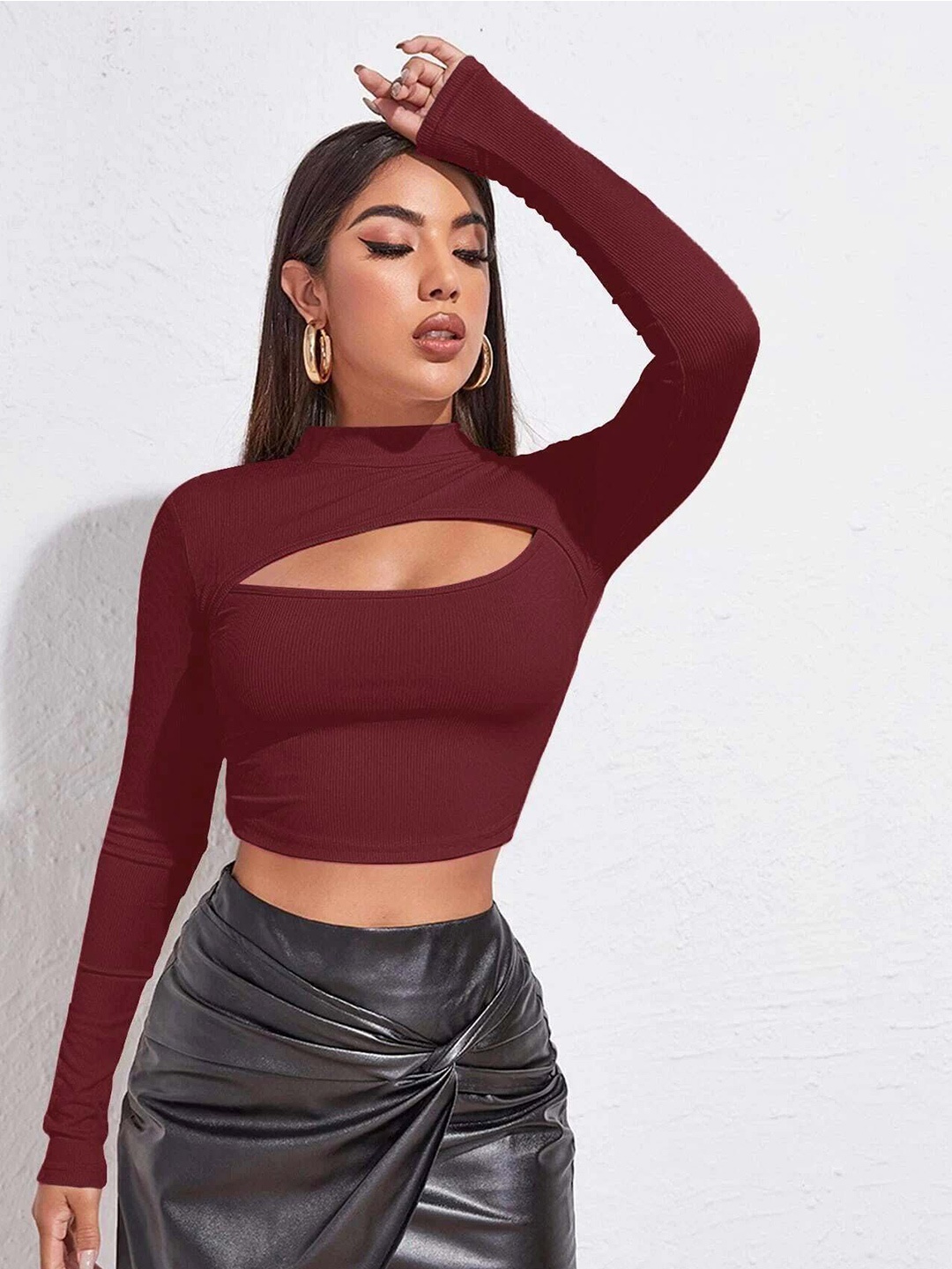 

Stylecast X Slyck Crop Top, Maroon