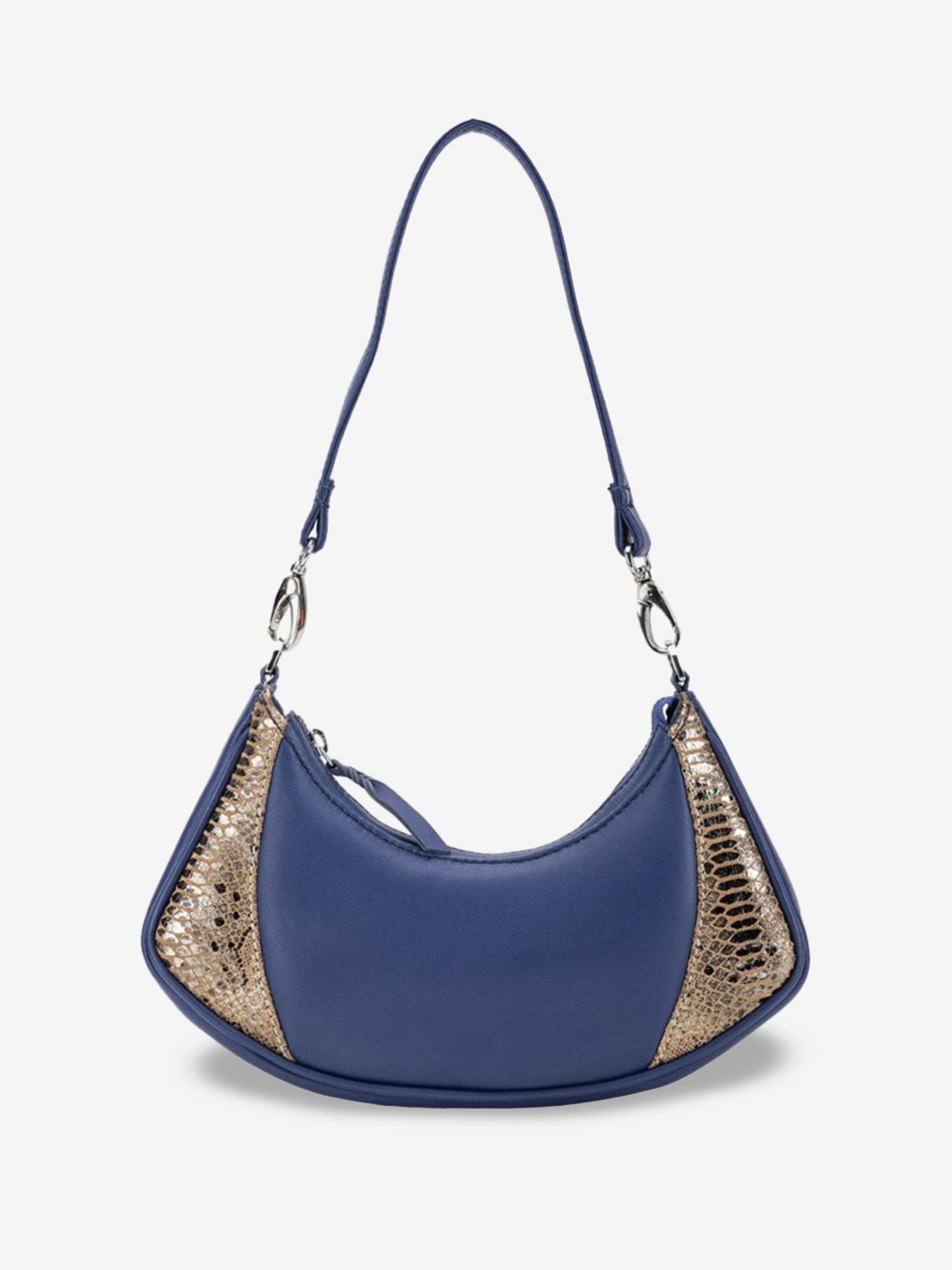

Abelardo De Moda Animal Leather Half Moon Hobo Bag with Cut Work, Navy blue