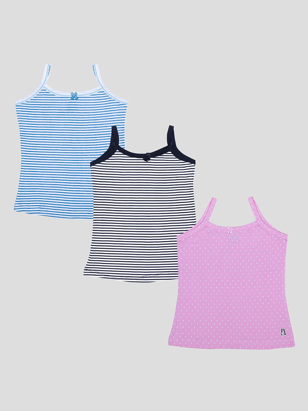 

inner amour Girls Pack Of 3 Assorted Cotton Camisoles, Pink