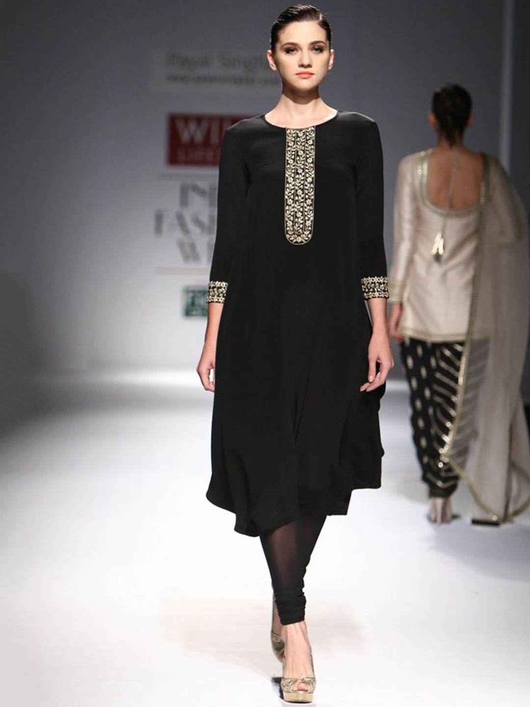 

Payal Singhal Floral Embroidered Kurta & Churidar, Black