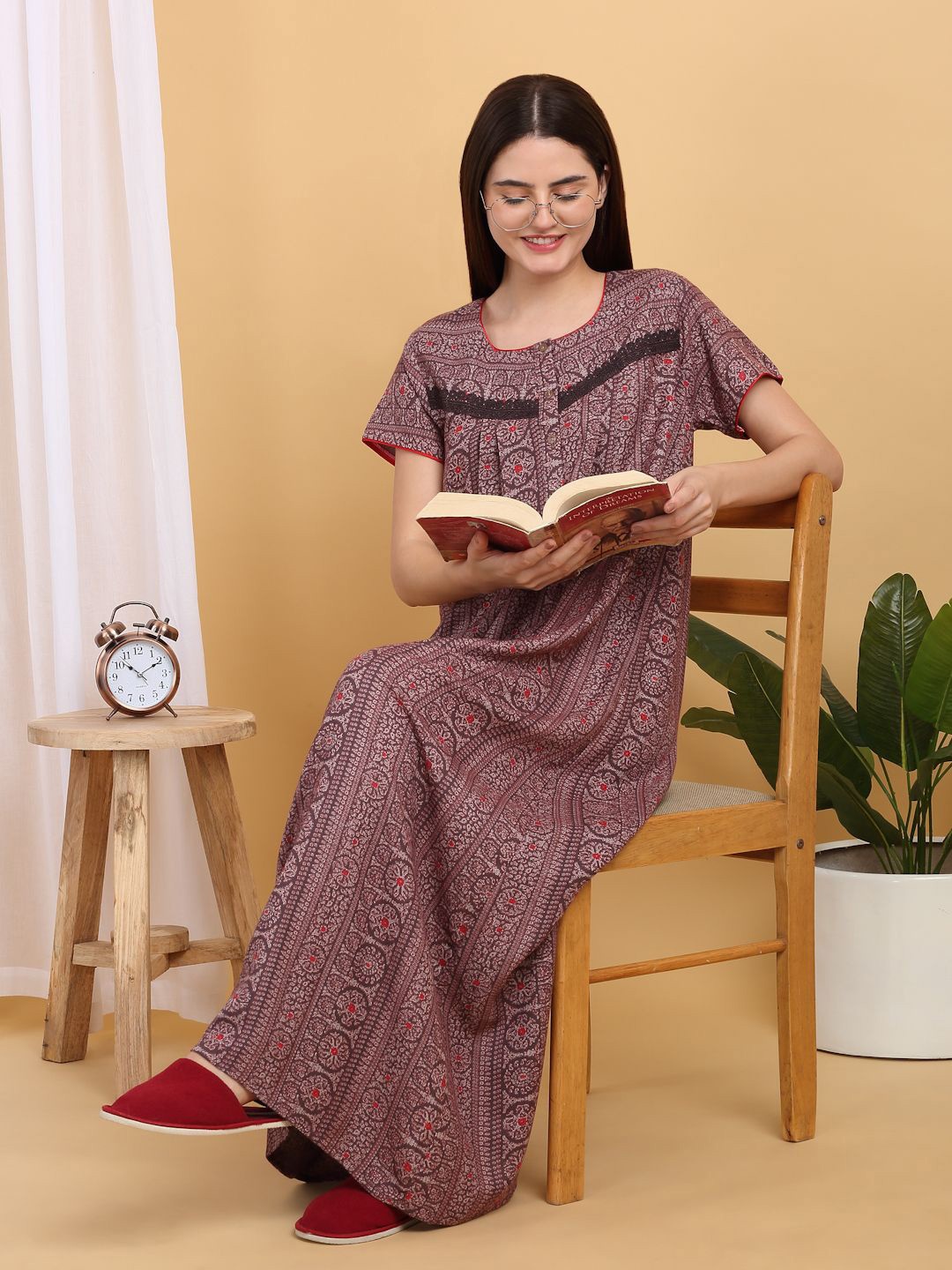 

Sweet Dreams Printed Maxi Nightdress, Brown