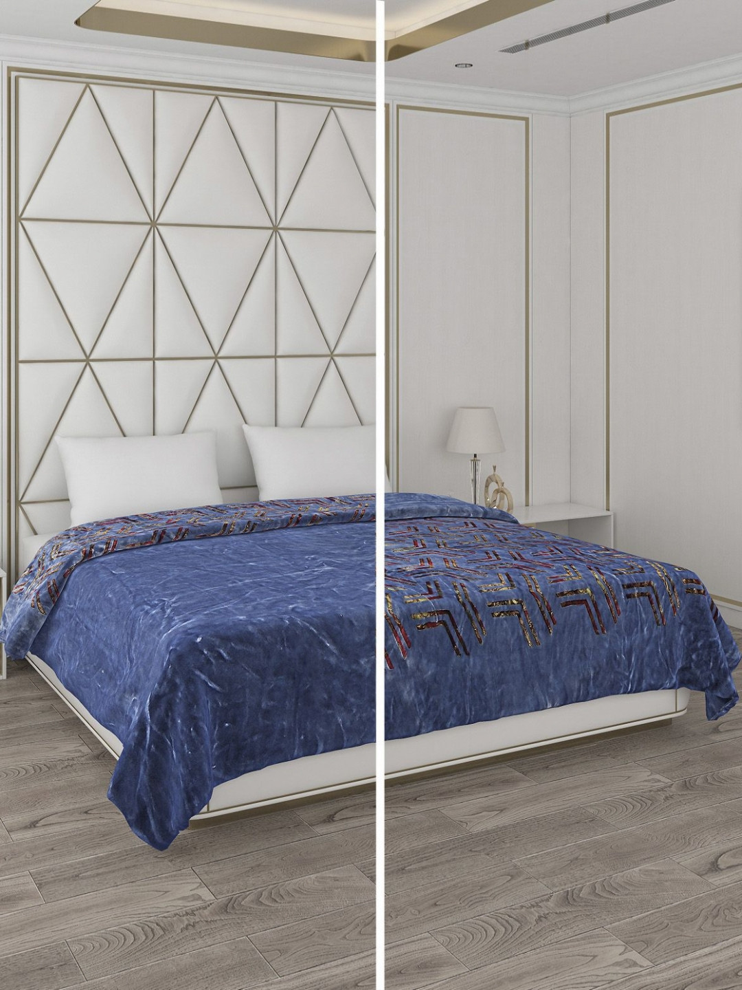 

Monte Carlo Blue & Brown Abstract Printed Mild Winter 950 GSM Double Bed Blanket