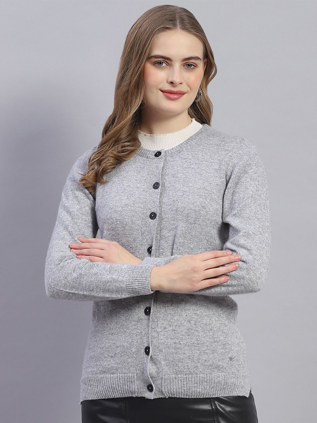 

Monte Carlo Women Woollen Cardigan, Grey