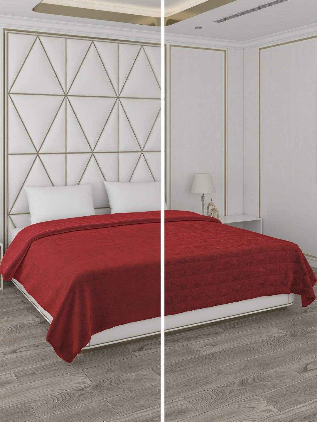 

Monte Carlo Red Self Designed Heavy Winter 850 GSM Double Bed Blankets