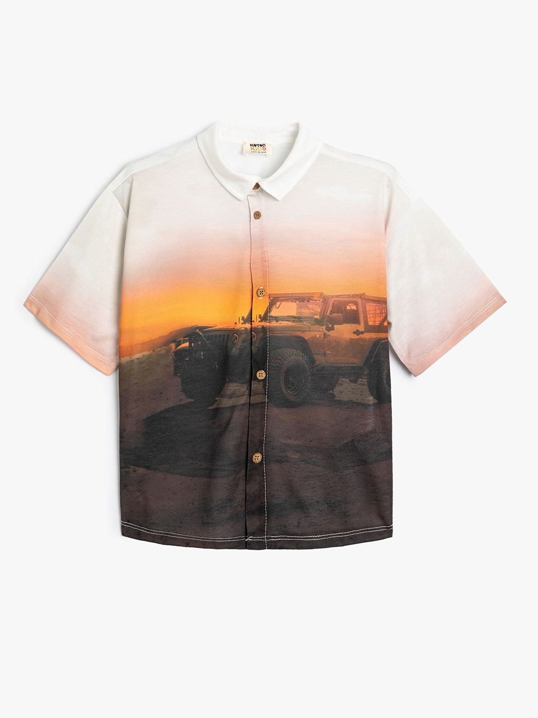 

Koton Boys Printed Polo Collar Applique T-shirt, White