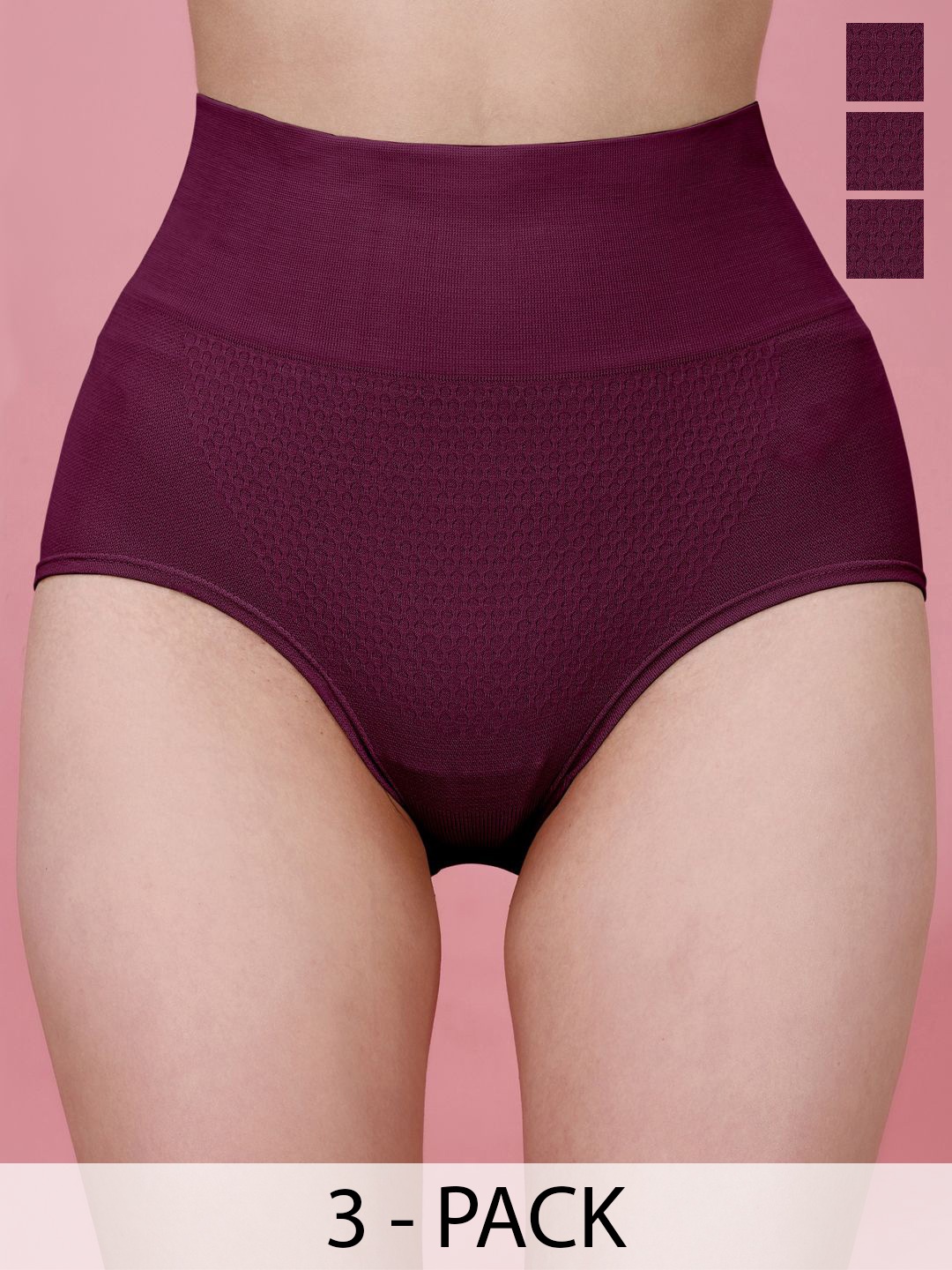 

Trendmalls Pack Of 3 Tummy Seamless Shapewear, Purple