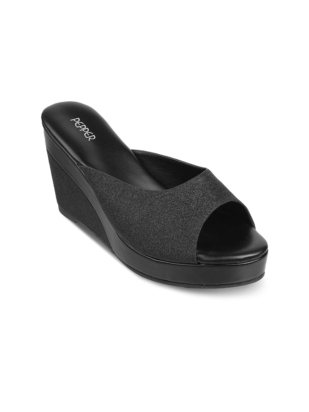 

PEPPER Synthetic Party Wedge Peep Toes, Black