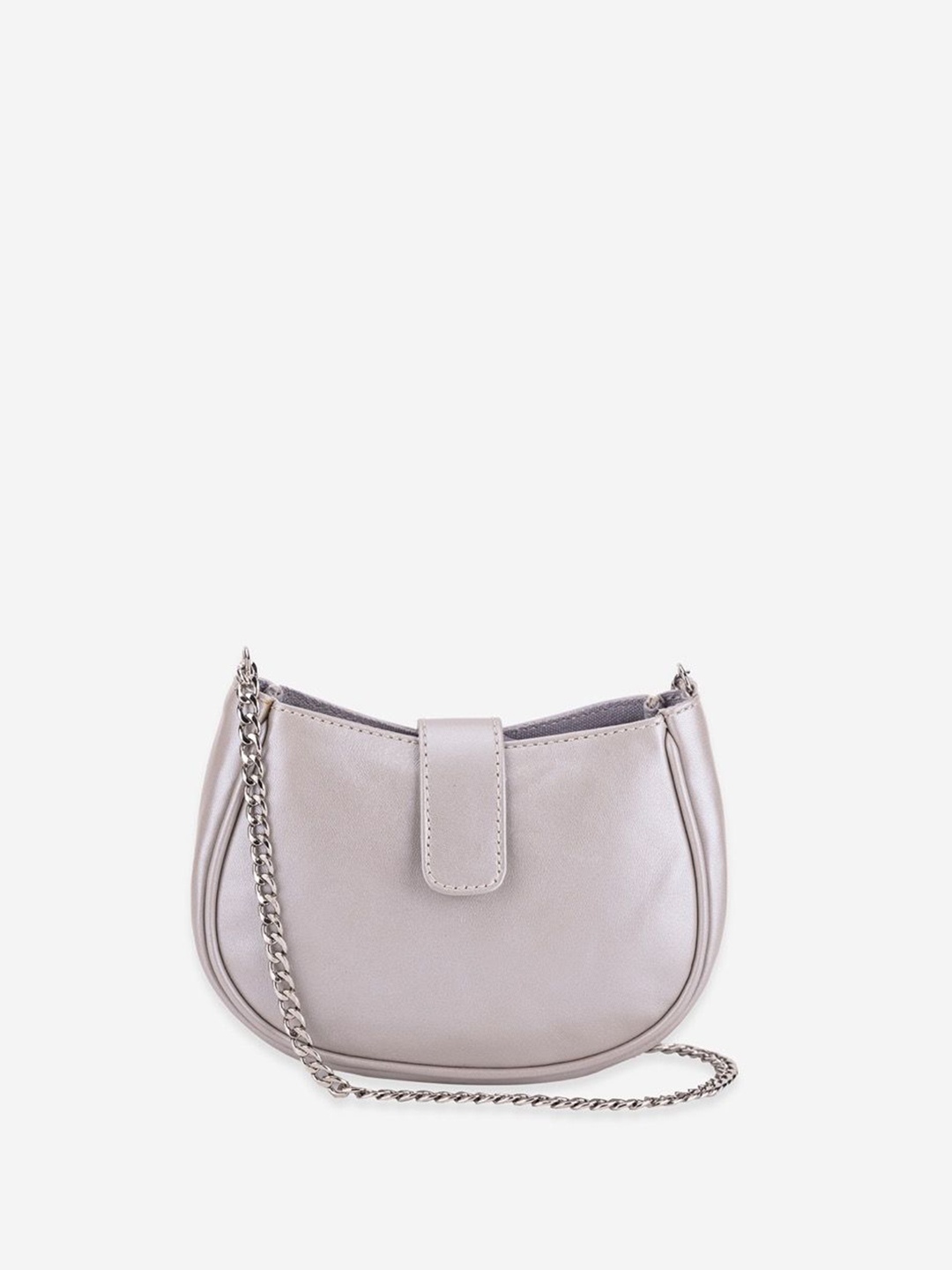 

Abelardo De Moda Leather Structured Sling Bag with Tasselled, Silver